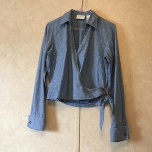 Liz Claiborne Medium Top Wrap Denim Chambray Tie